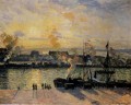 Sonnenuntergang im Hafen von rouen steamboats 1898 Camille Pissarro